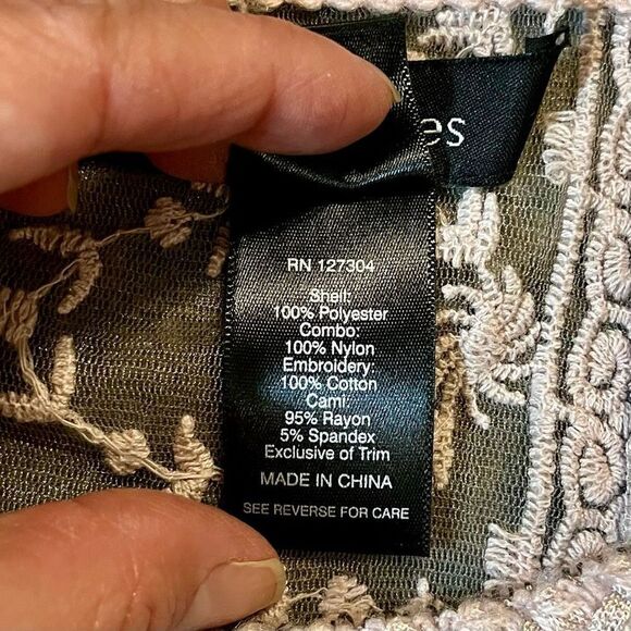 NWT Ali Miles Sparkle Blush 3/4 Sleeve Embroidered Sweater Sheer Back Small - Picture 10 of 14